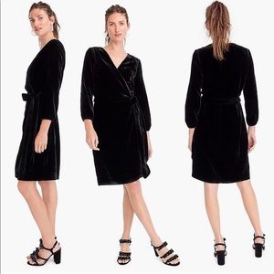 J. Crew black velvet Drapey wrap dress